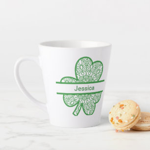 Personalized St. Patrick's Day Green Shamrock Latte Mug