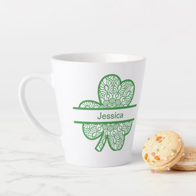 Personalized St. Patrick's Day Green Shamrock  Latte Mug (In Situ)