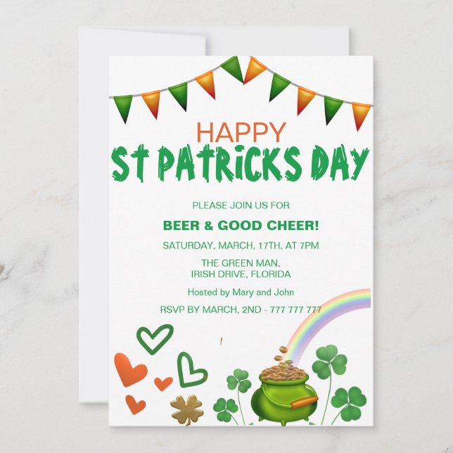 Personalized St Patricks Day Holiday Card (Front)