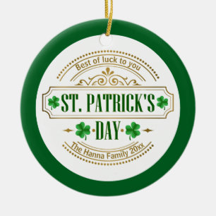 Personalized St. Patrick's Day I Luck of the Irish Ceramic Ornament