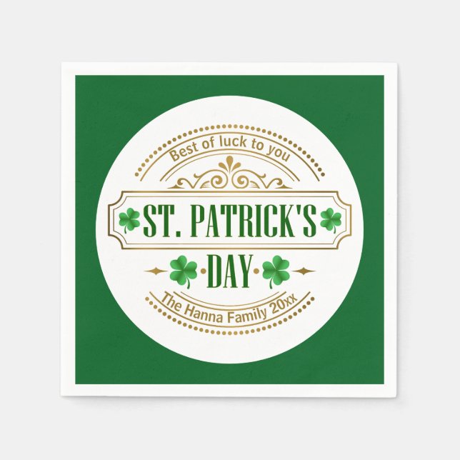 Personalized St. Patrick's Day I Luck of the Irish Napkins (Front)