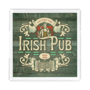 Personalized St Patricks Day Irish Pub Funny Acrylic Tray