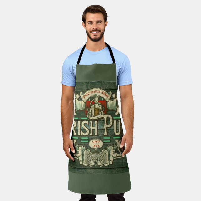Personalized St Patricks Day Irish Pub Funny Apron (Worn)