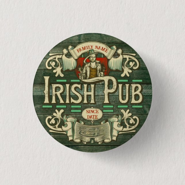 Personalized St Patricks Day Irish Pub Funny Button (Front)