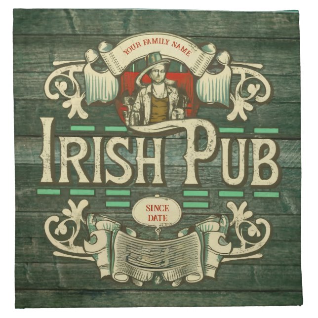 Personalized St Patricks Day Irish Pub Funny Cloth Napkin (Front)