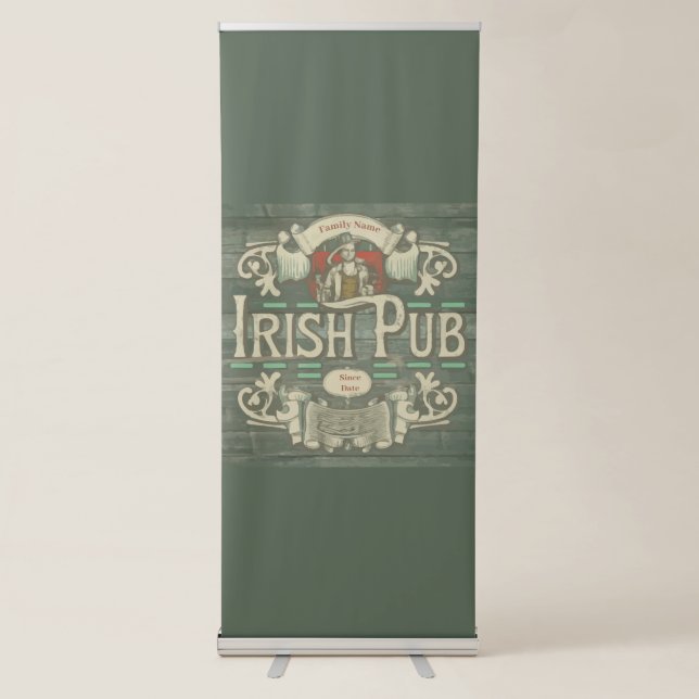 Personalized St Patricks Day Irish Pub Funny Retractable Banner (Front)