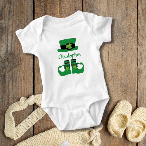 Personalized St Patricks Day Leprechaun  Baby Bodysuit