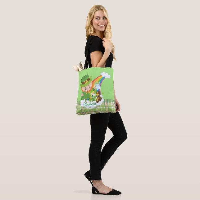 Personalized St Patrick's Day Leprechaun Tote Bag (On Model)