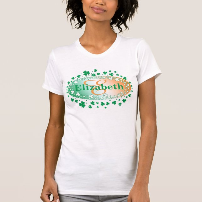 Personalized St Patrick's day, Lucky Shamrock T-Shirt (Front)