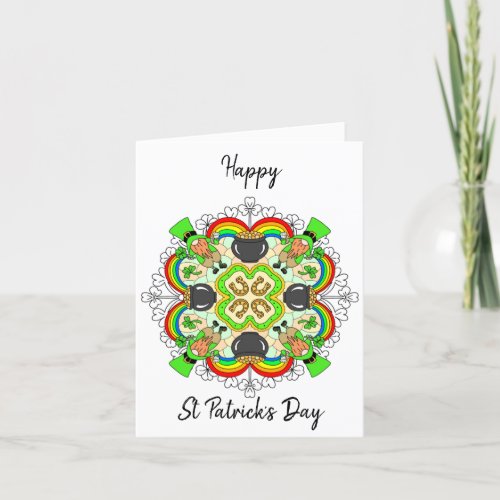 Personalized St Patricks Day Mandala   Holiday Card