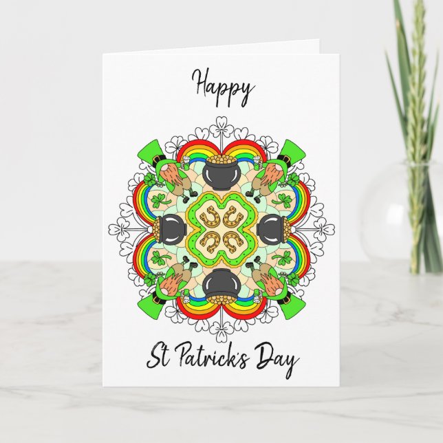 Personalized St Patrick's Day Mandala  Holiday Card (Front)