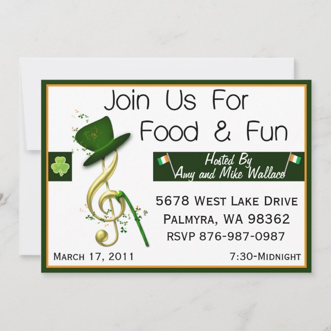Personalized St. Patrick's Day Party Invitations (Front)