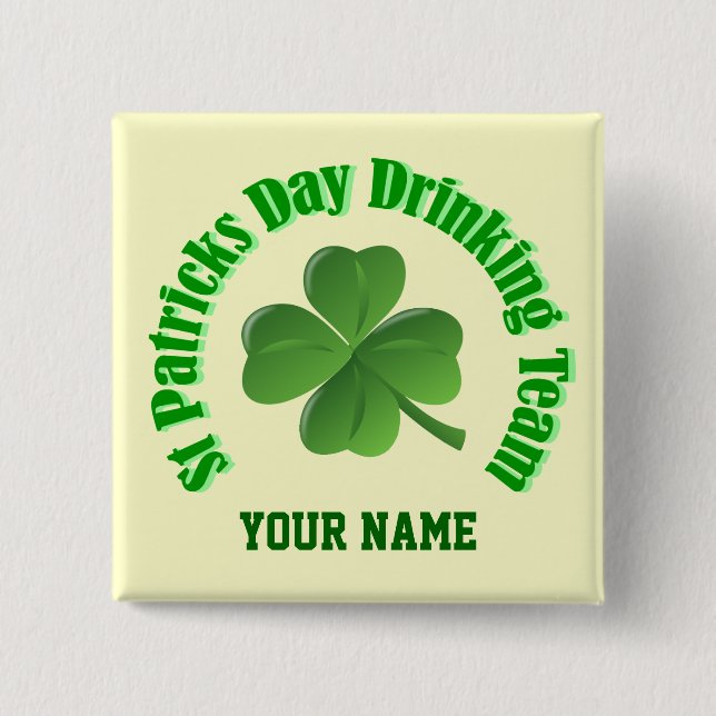 Personalized St Patrick's day Pinback Button (Front)