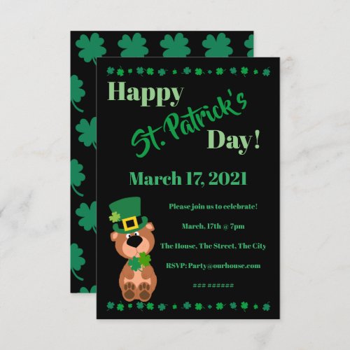 Personalized St Patricks Day Shamrock Party Invitation