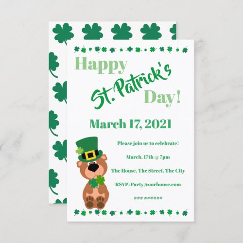 Personalized St Patricks Day Shamrock Party Invitation