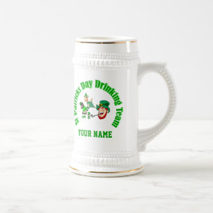 Personalized St Patrick's drinking team Beer Stein