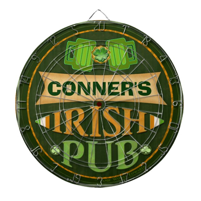 Personalized St. Patrick's Irish Pub Dart Board (Front)