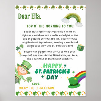 Personalized St Patrick's Leprechaun Letter Poster