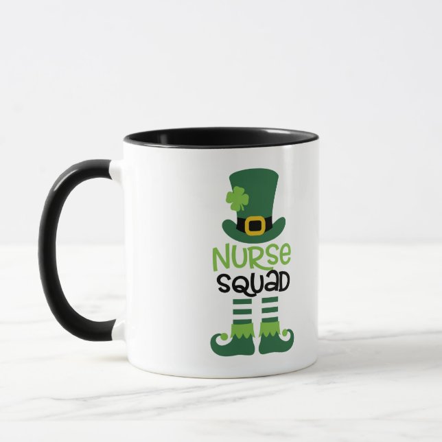 Personalized St. Patty's Day Nurse Squad Gift Mug (Left)