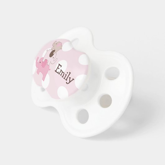 Personalized "Stacked Elephants on Dots" Pacifier (Front Right)