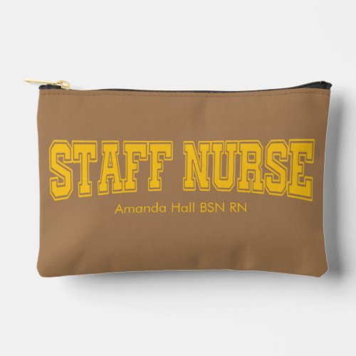 Personalized staff nurse bsn rn yellow graphic accessory pouch