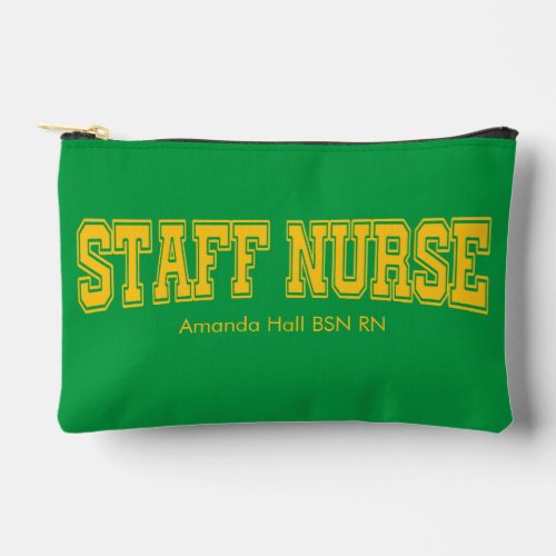 Personalized staff nurse bsn rn yellow graphic accessory pouch