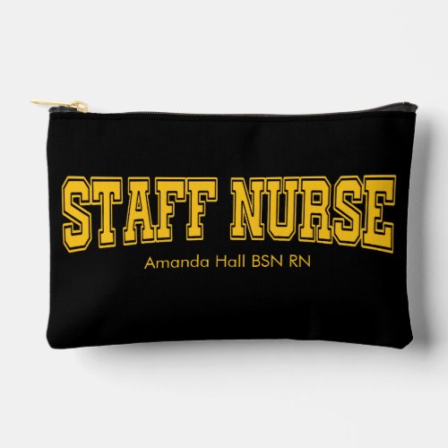 Personalized staff nurse bsn rn yellow graphic accessory pouch