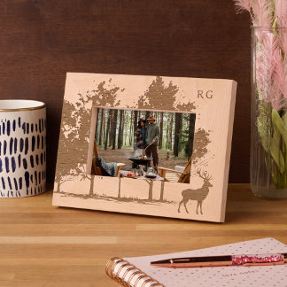 Personalized Stag And Forest Monogram Engraved Frames