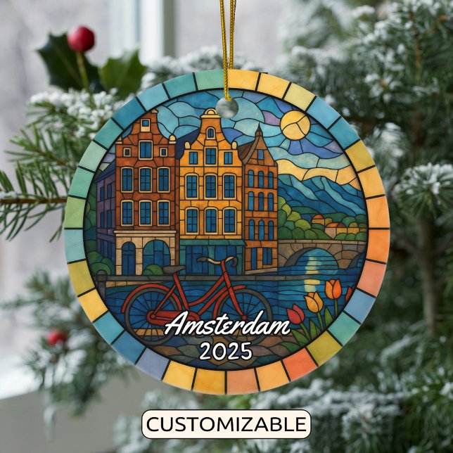 Personalized Stained Glass Amsterdam Ornament (Creator Uploaded)
