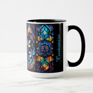 Personalized Stained Glass And Dragonflies Mug