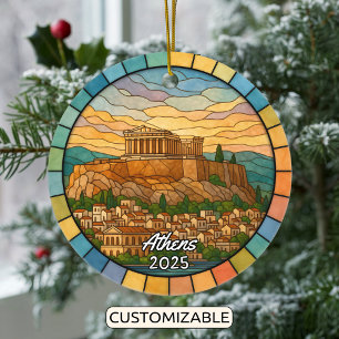 Personalized Stained Glass Athens Ornament