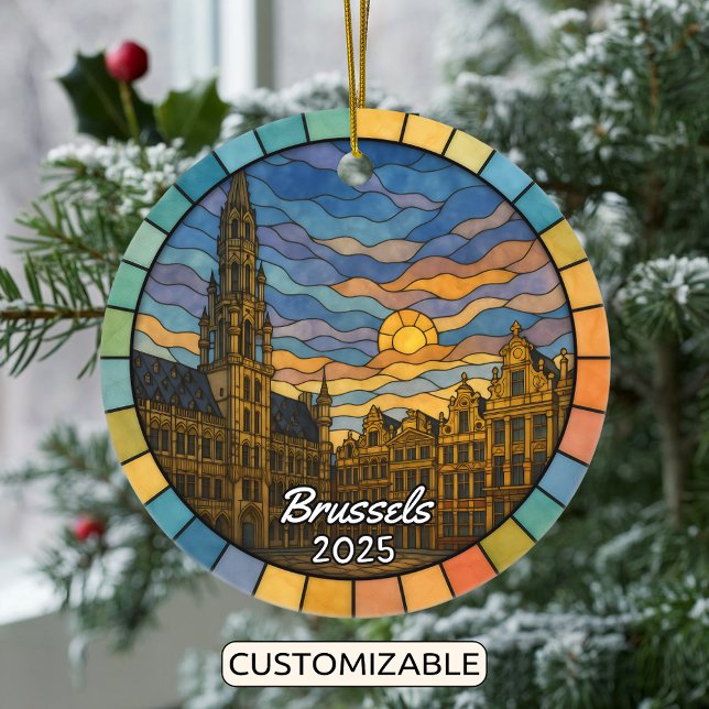 Personalized Stained Glass Brussels Ornament (Creator Uploaded)