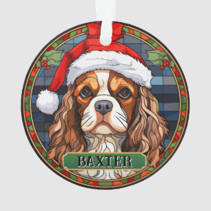 Personalized Stained Glass Cavalier King Charles Ornament
