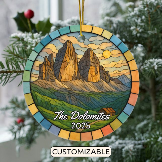 Personalized Stained Glass Dolomites Ornament (Creator Uploaded)
