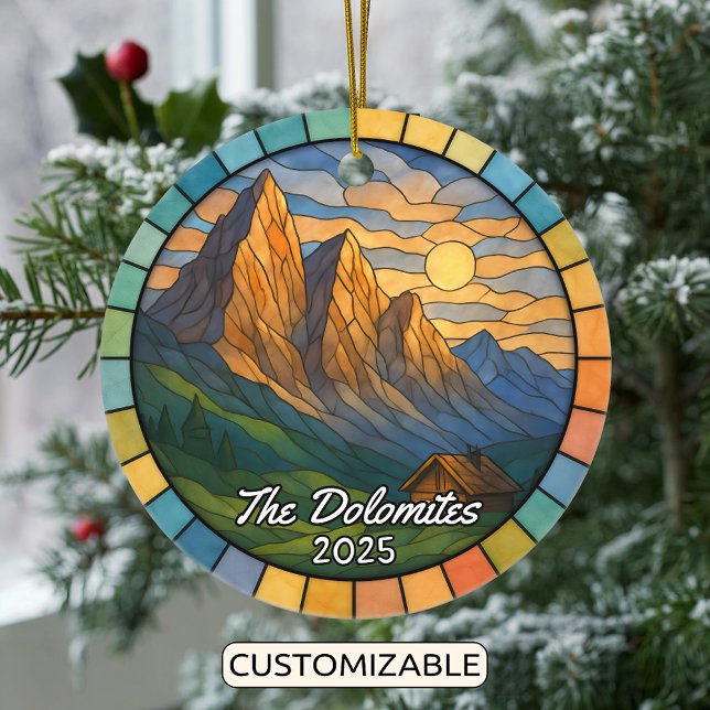 Personalized Stained Glass Dolomites Ornament (Creator Uploaded)