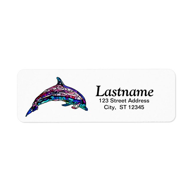 Personalized Stained Glass Dolphin Address Labels (Front)