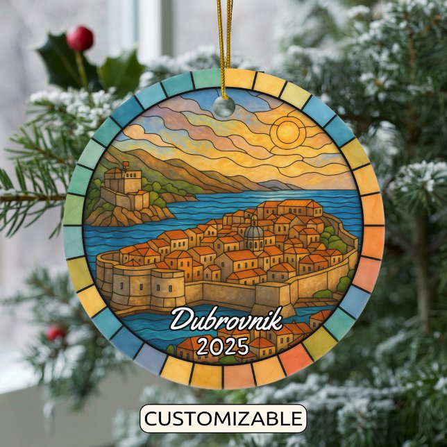 Personalized Stained Glass Dubrovnik, Croatia Ceramic Ornament (Creator Uploaded)
