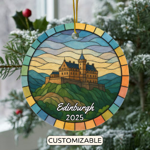 Personalized Stained Glass Edinburgh, Scotland Ceramic Ornament