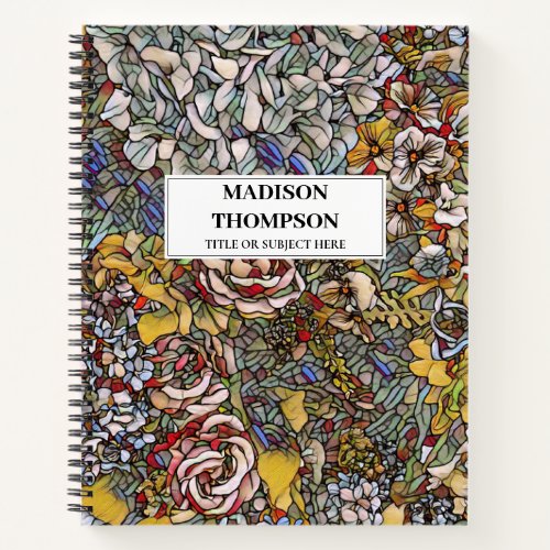 Personalized Stained Glass Floral Journal