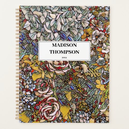 Personalized Stained Glass Floral Journal Planner