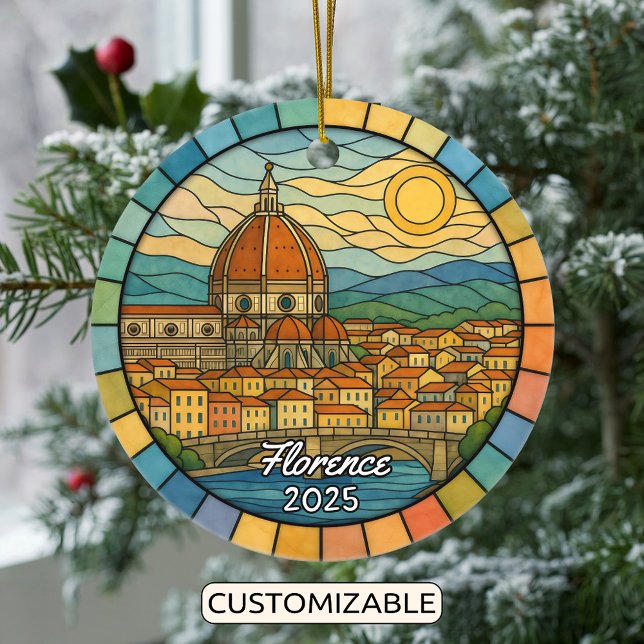 Personalized Stained Glass Florence, Italy Ceramic Ornament (Creator Uploaded)