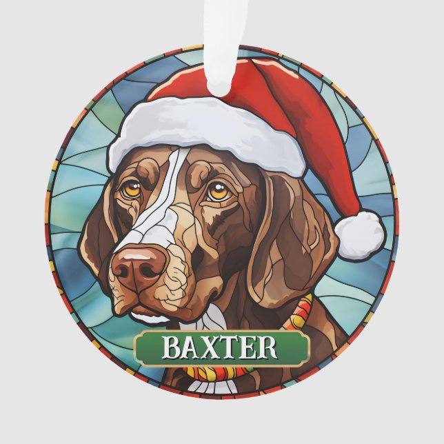 Personalized Stained Glass German Shorthair Pointe Ornament (Front)