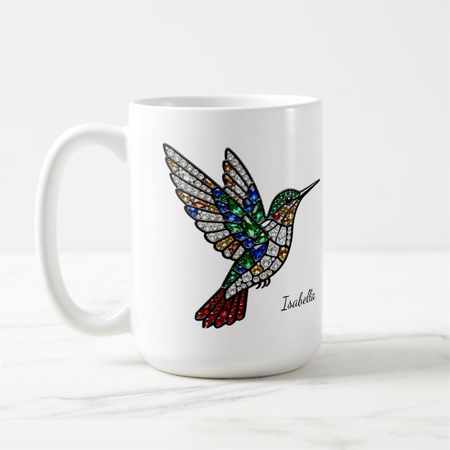 Personalized Stained Glass Hummingbird Mug (Left)