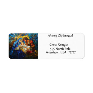 Personalized Stained Glass Nativity Scene Label