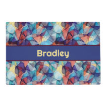 Personalized Stained Glass Pattern Dog Food Mat