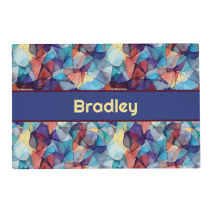 Personalized Stained Glass Pattern Dog Food Mat