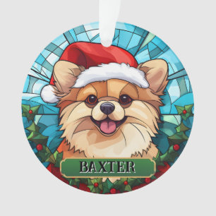 Personalized Stained Glass Pomeranian Ornament