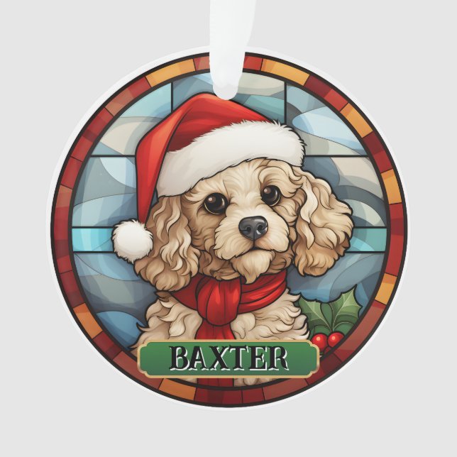 Personalized Stained Glass Poodle Ornament (Front)