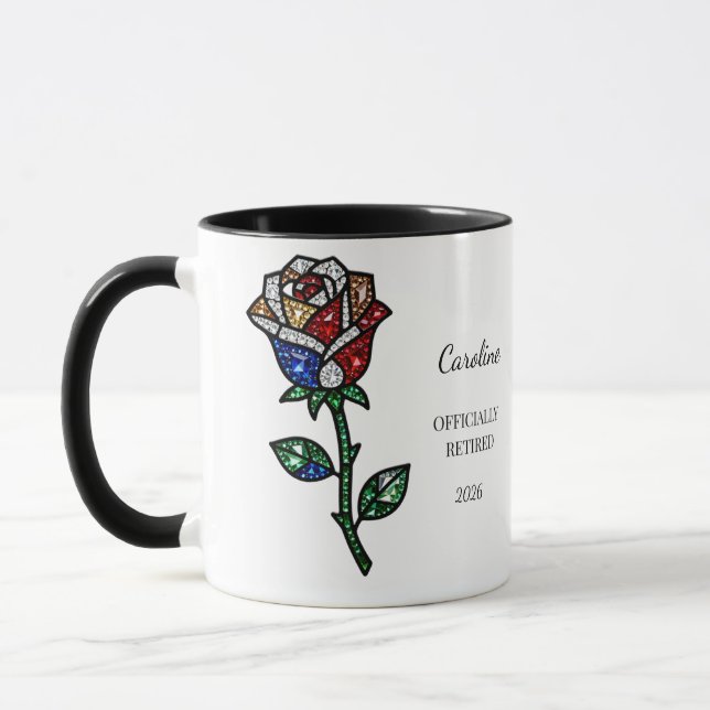 Personalized Stained Glass Rose Retirement Mug  (Left)