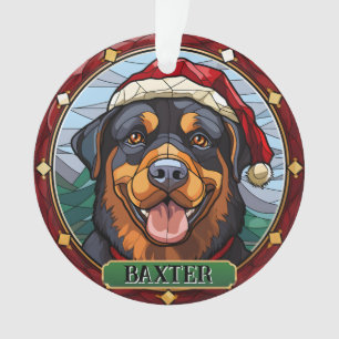 Personalized Stained Glass Rottweiler Ornament